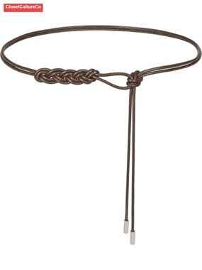 Women's Knotted Thin Waist Belt PU Leather Skinny Adjustable Fit